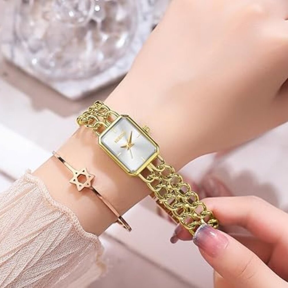 Elegant Watch for Women Dainty Luxury Gold Minimalist Fashion Square Bracelet